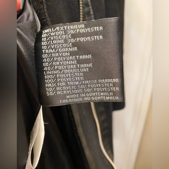 Via Spiga black coat with faux fur collar leather details size 10 - Picture 4 of 14